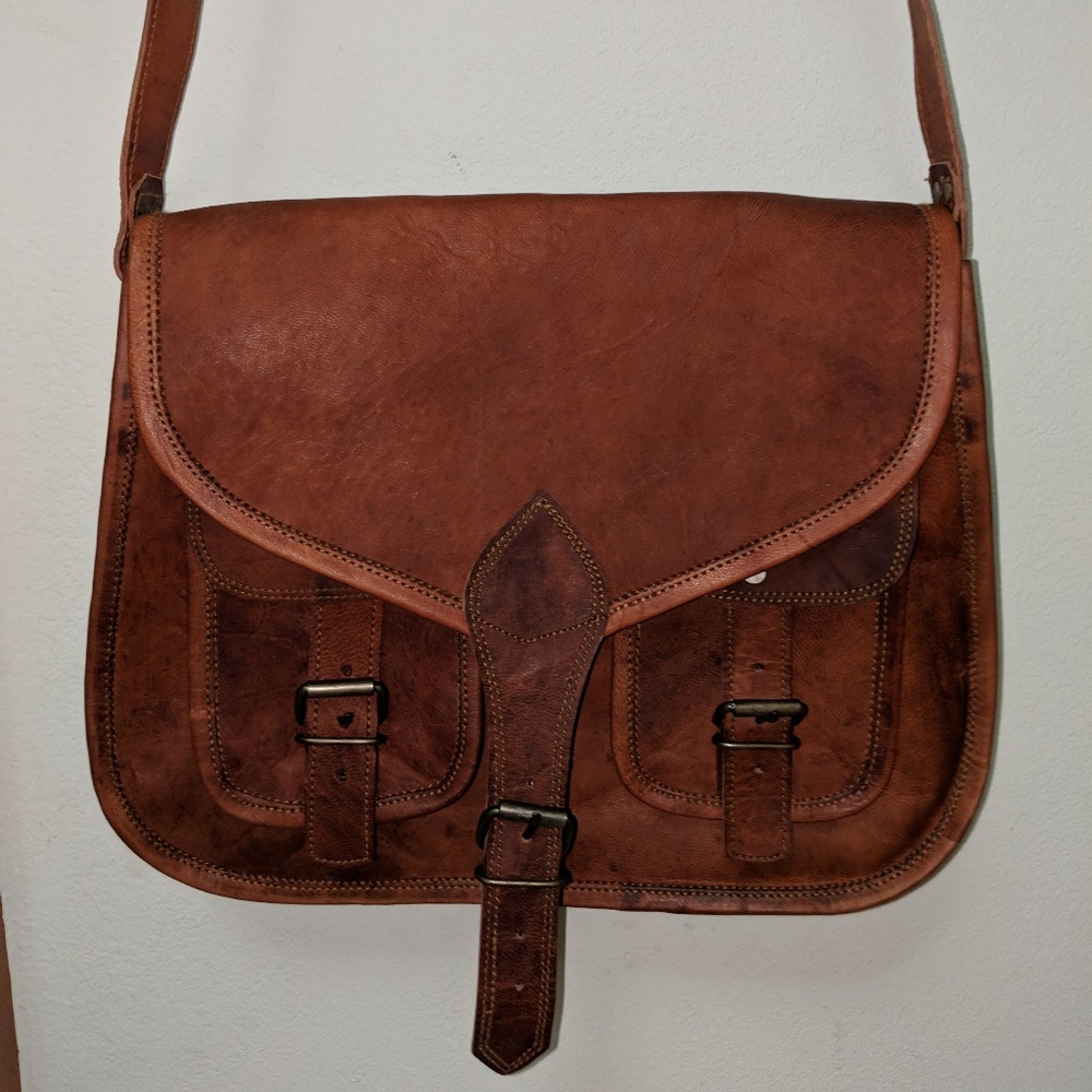 Komal's Passion Leather Cognac/Whiskey handbag